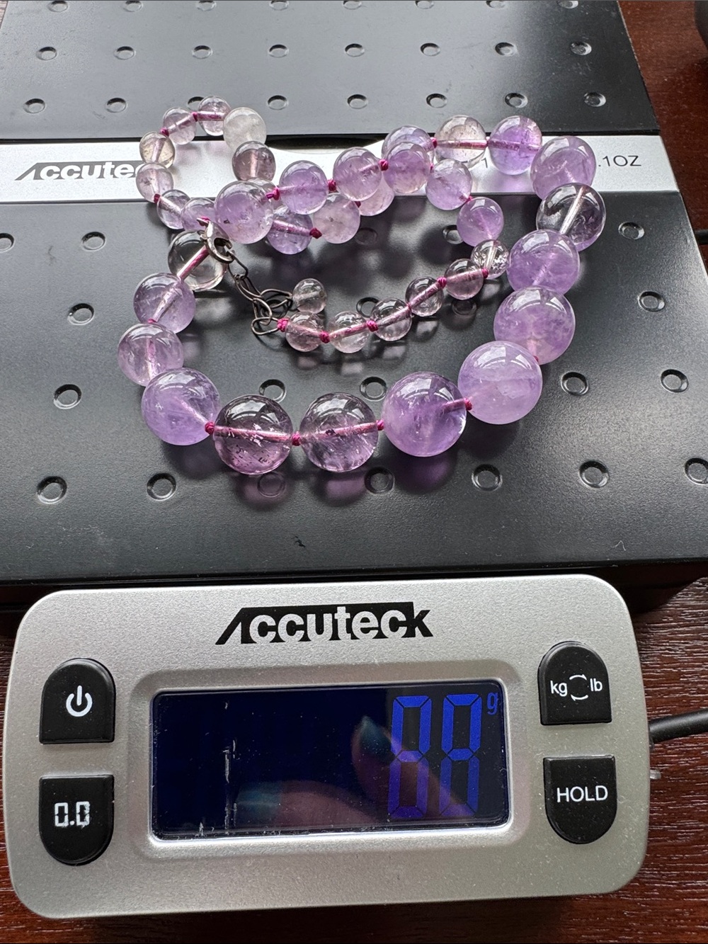 VTG Genuine Lavender Amethyst Graduated Bead Necklace 17-18" - Picture 6 of 6